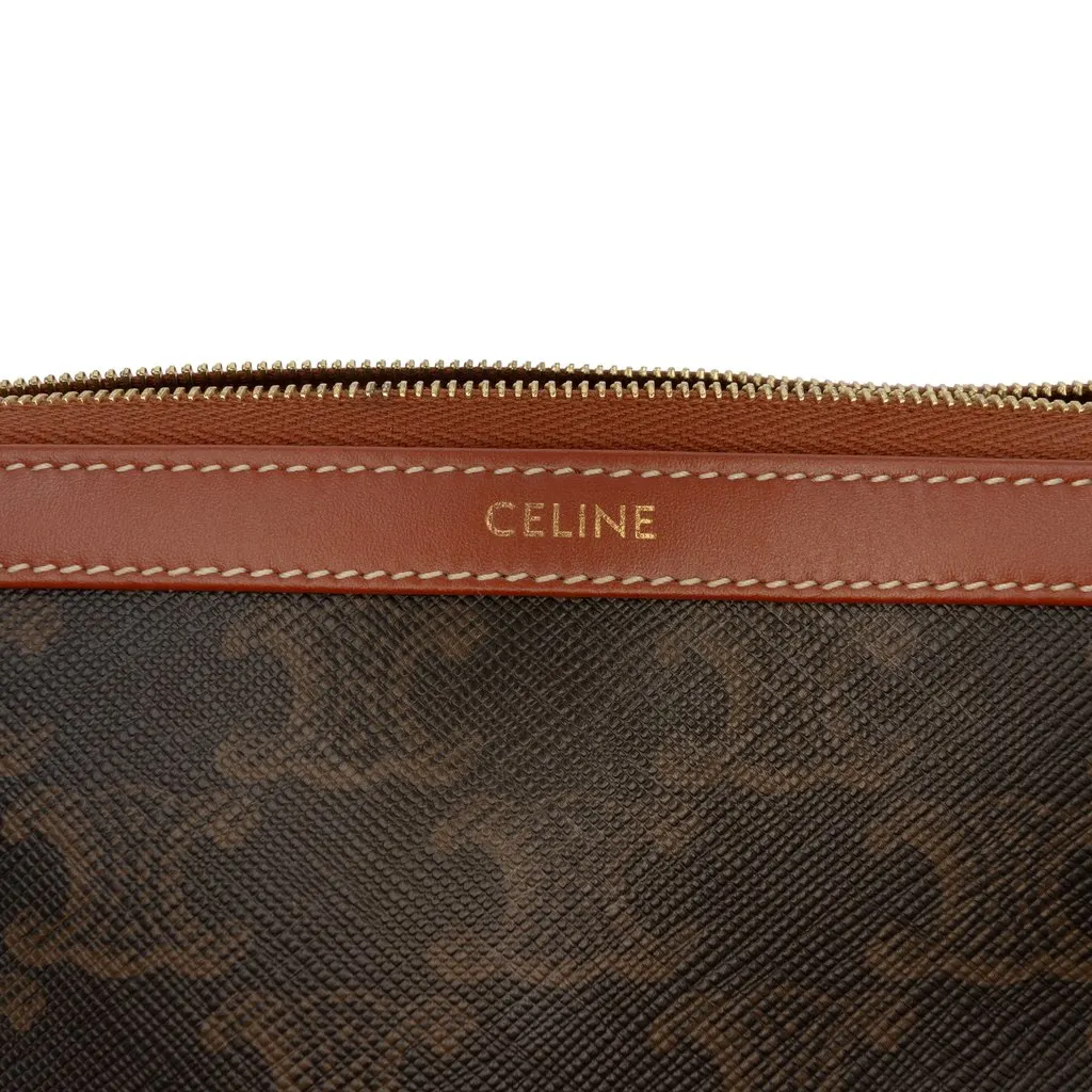 Celine Triomphe Coated Canvas Clutch Brown Canvas Good - Box View