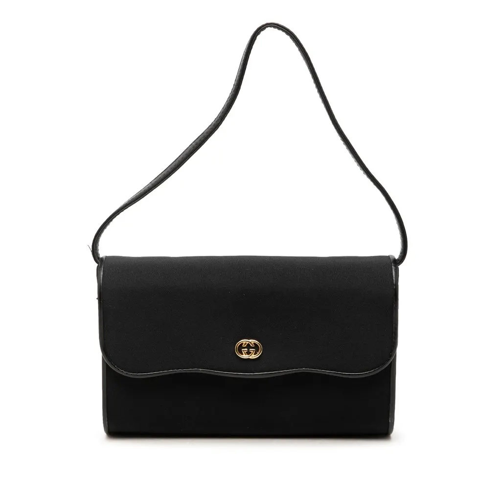 Gucci Canvas Interlocking G Chain Shoulder Bag Black Very good - Front View