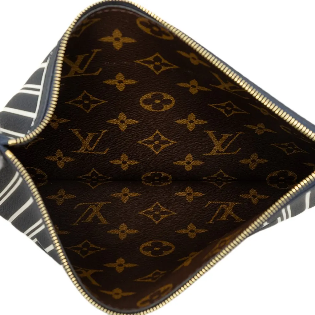 Louis Vuitton Calfskin Neverfull Inside Out MM Pouch Blue Leather Good - Model View
