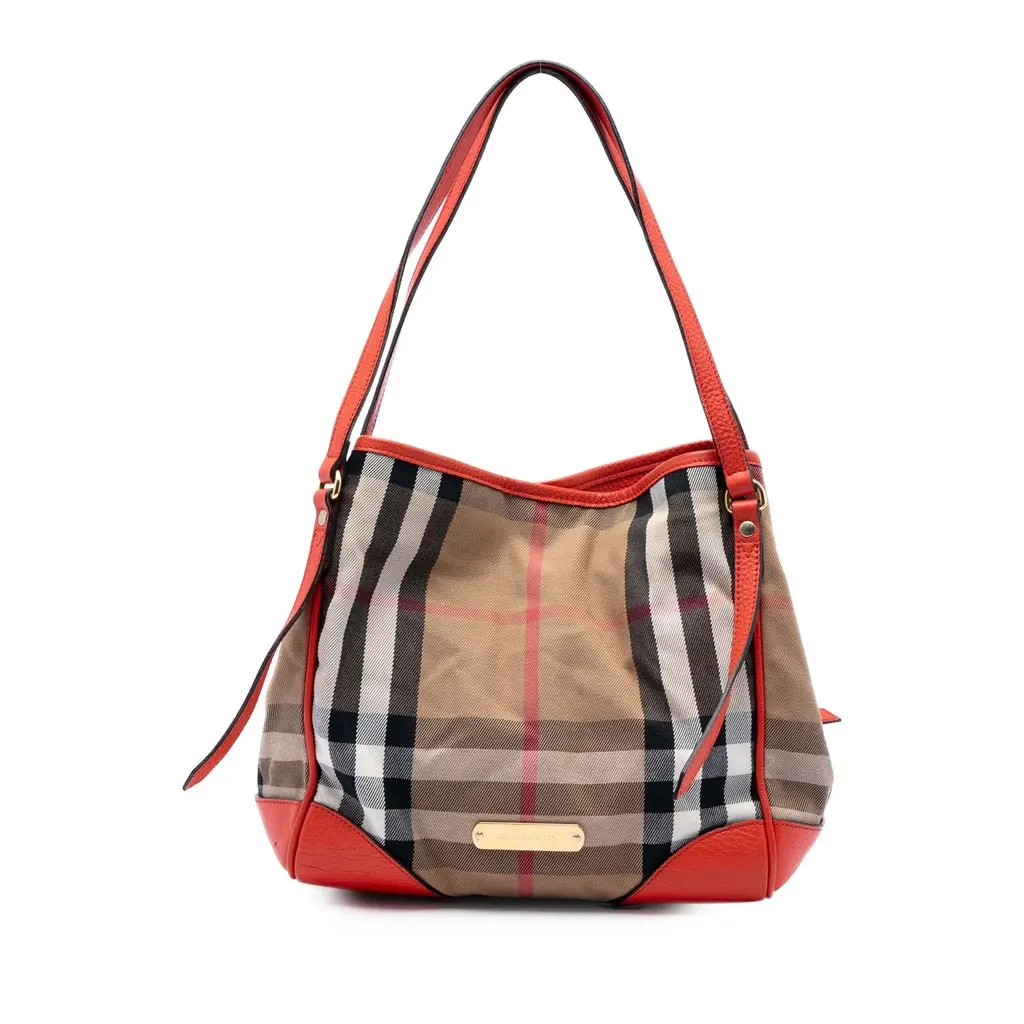 Burberry Small House Check Canvas Bridle Canterbury Tote Brown Very good - Front View