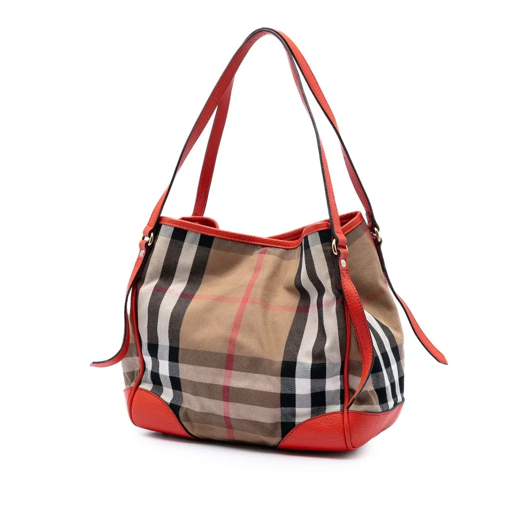 Burberry Small House Check Canvas Bridle Canterbury Tote Brown Very good - Back View