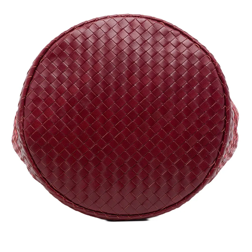 Bottega Veneta Bicolor Nappa Intrecciato Bucket Bag Red Leather Very good - Inside View
