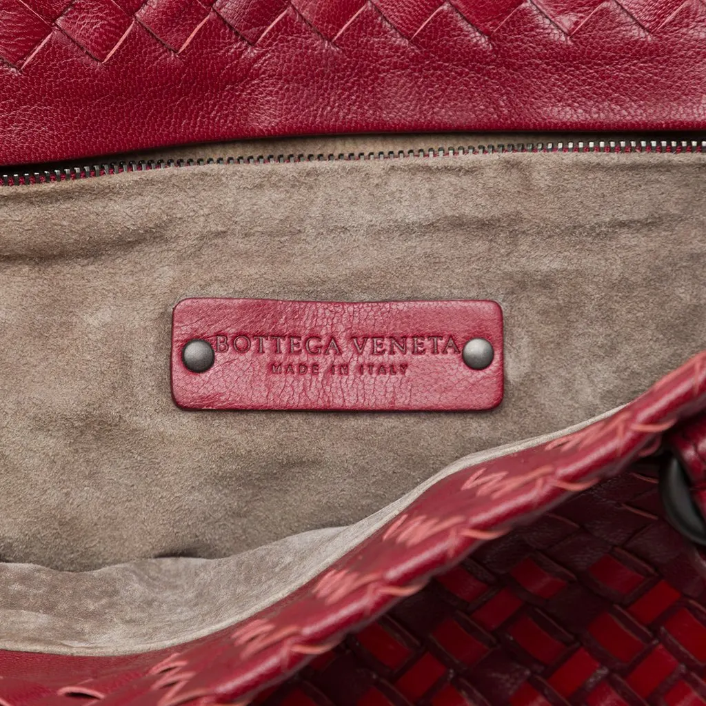 Bottega Veneta Bicolor Nappa Intrecciato Bucket Bag Red Leather Very good - Box View