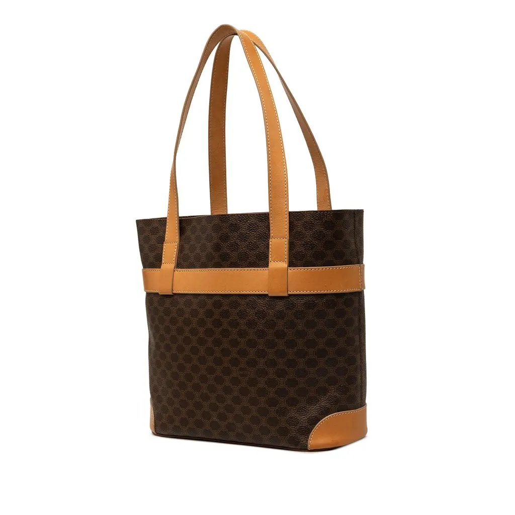 Celine Macadam Coated Canvas Tote Brown Canvas Good - Back View