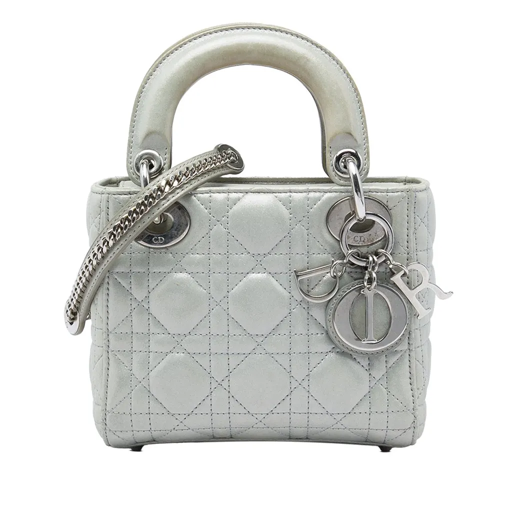 Dior Mini Iridescent Lambskin Cannage Lady Dior MultiColor Leather Very good - Front View