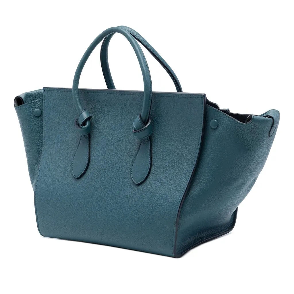 Celine Small Grained Calfskin Tie Knot Tote Blue Leather Very good - Back View