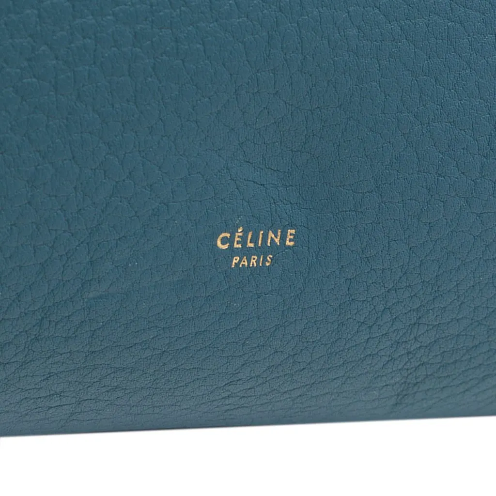 Celine Small Grained Calfskin Tie Knot Tote Blue Leather Very good - Box View