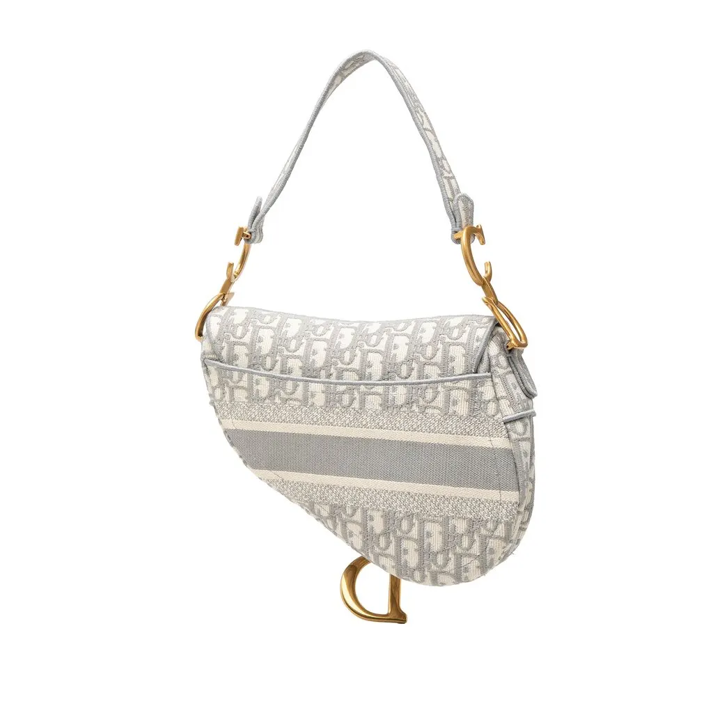 Dior Oblique Embroidered Canvas Saddle Bag MultiColor Very good - Back View