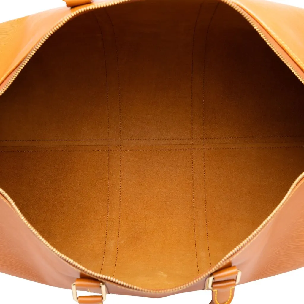 Louis Vuitton Epi Keepall 55 Brown Leather Good - Model View