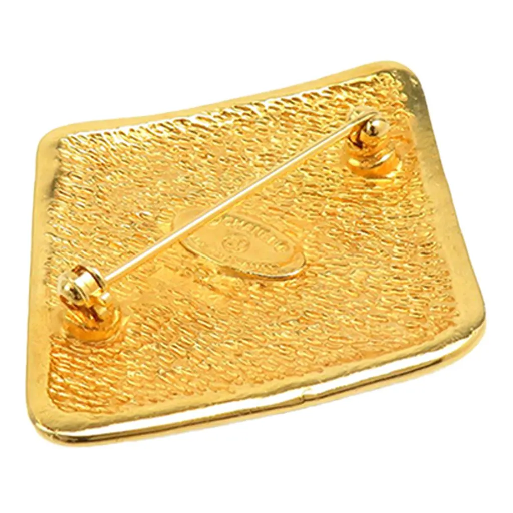 Chanel CC Gold Plated Rhombus Brooch Gold Metal Very good - Inside View