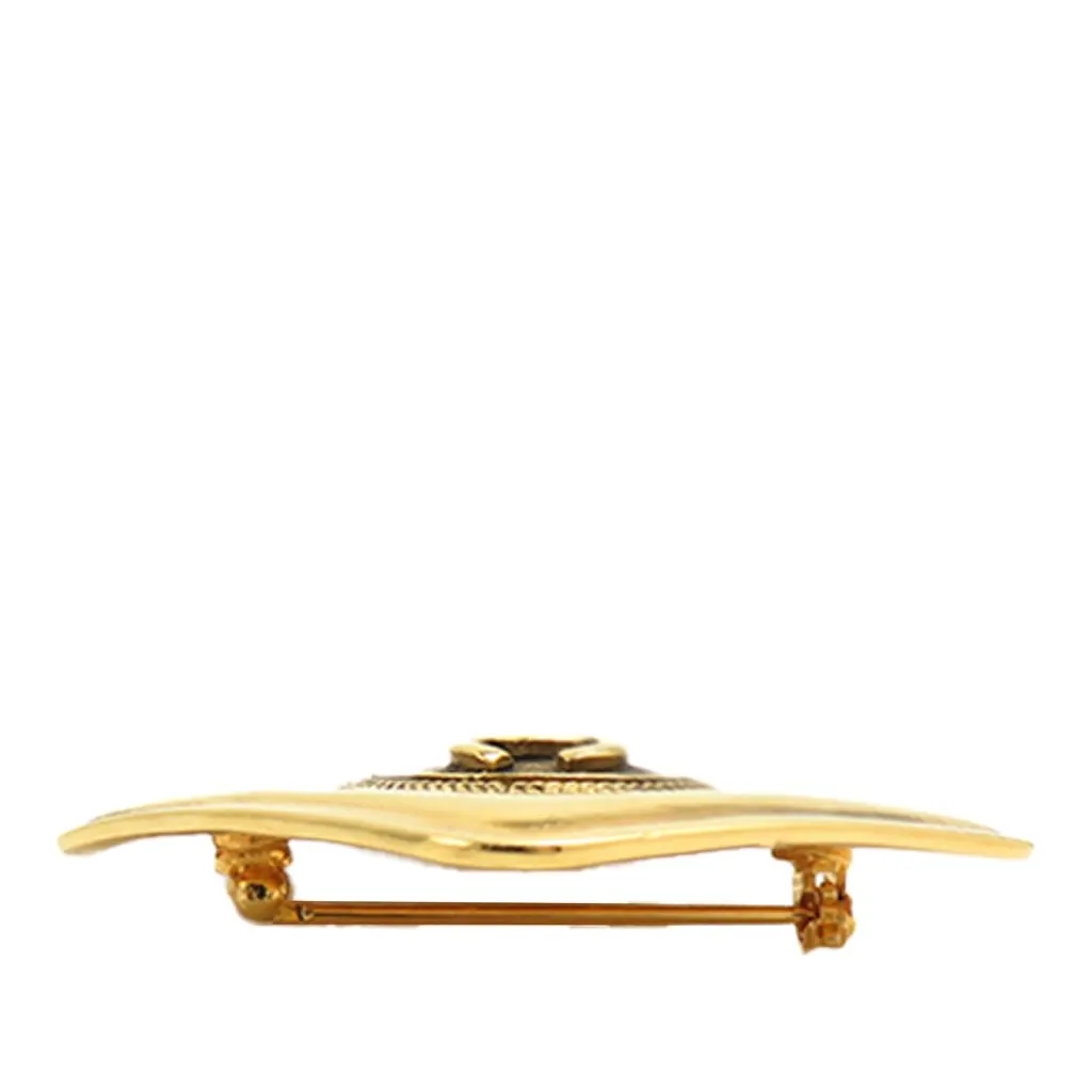Chanel CC Gold Plated Rhombus Brooch Gold Metal Very good - Box View