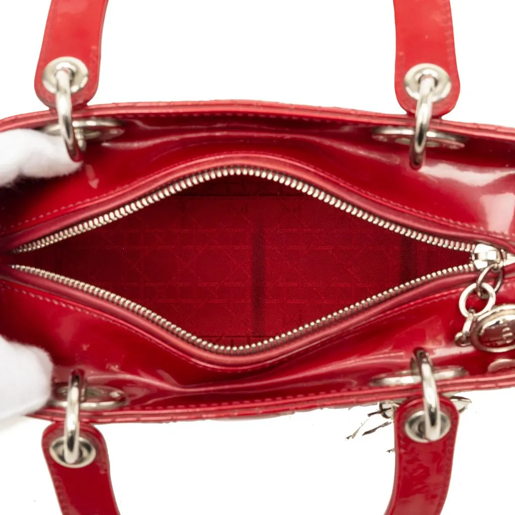 Dior Medium Patent Cannage Lady Dior Red Leather Very good - Model View