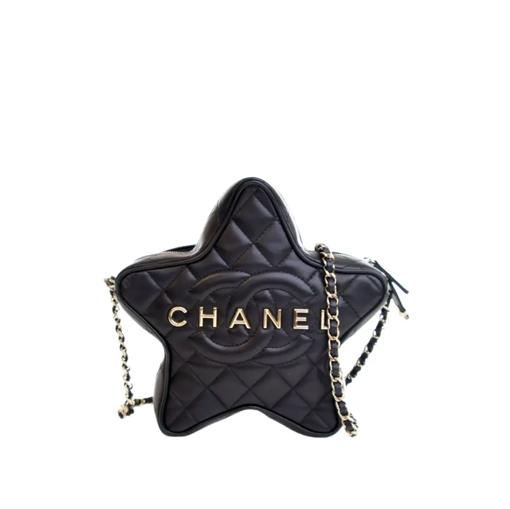 Chanel مبطّنة جلد الحمل Walk Fame Star حقيبة كروس