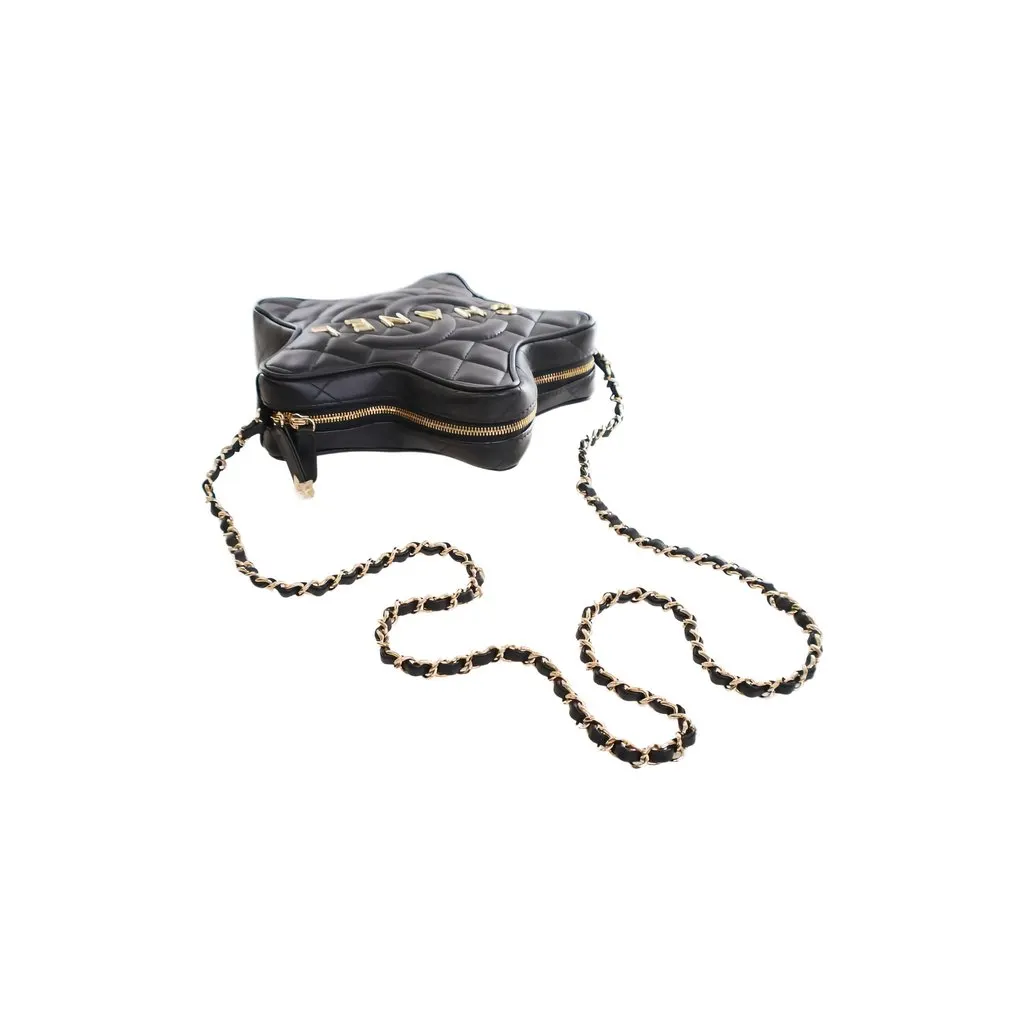 Chanel Quilted Lambskin Walk Of Fame Star Crossbody Black Leather Very good - Box View