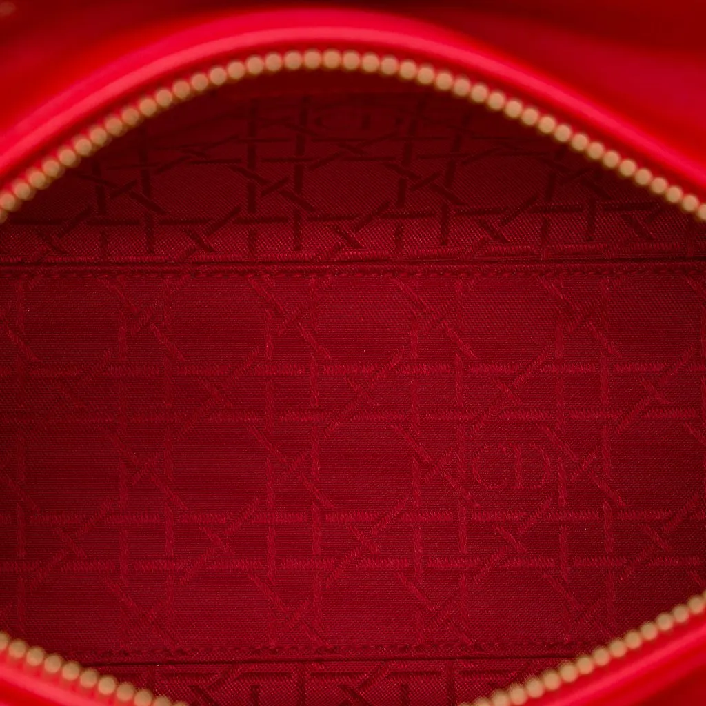 Dior Medium Lambskin Cannage Lady Dior Red Leather Good - Model View