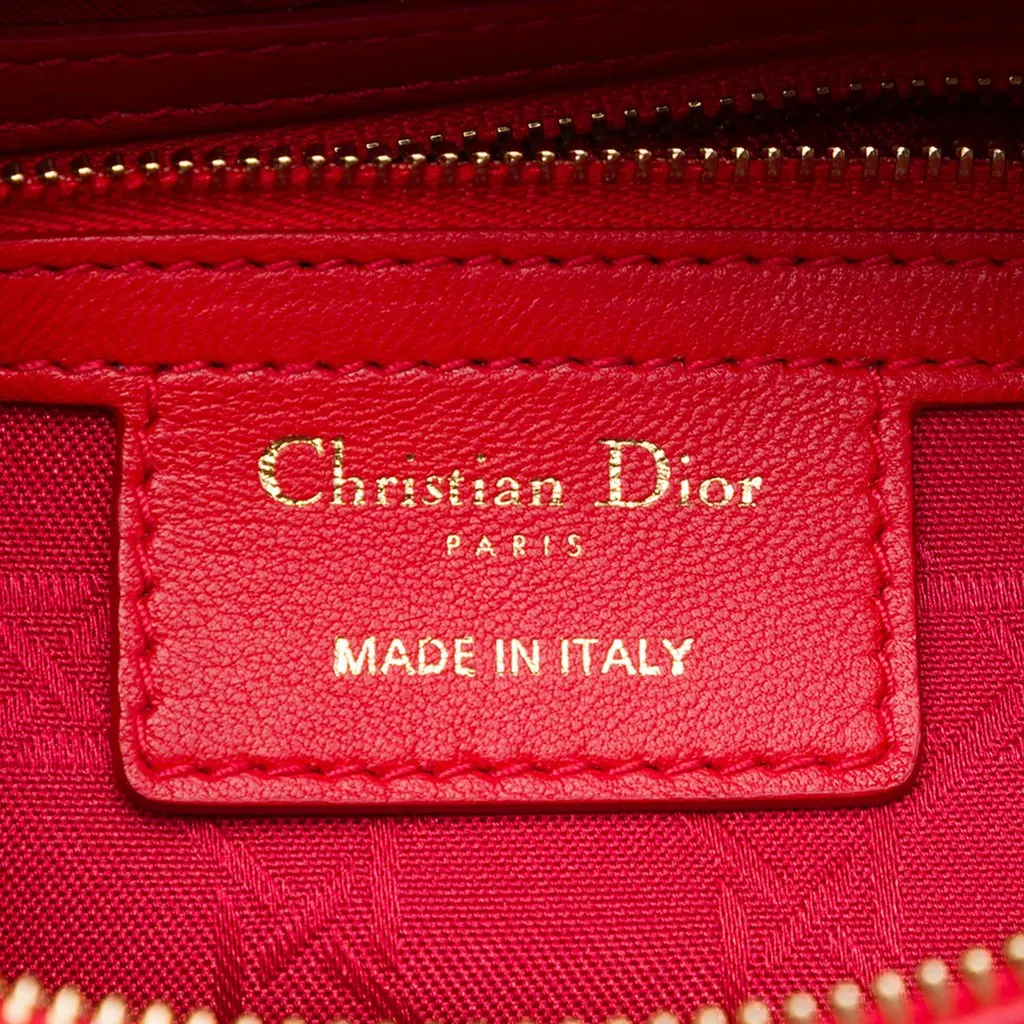 Dior Medium Lambskin Cannage Lady Dior Red Leather Good - Box View