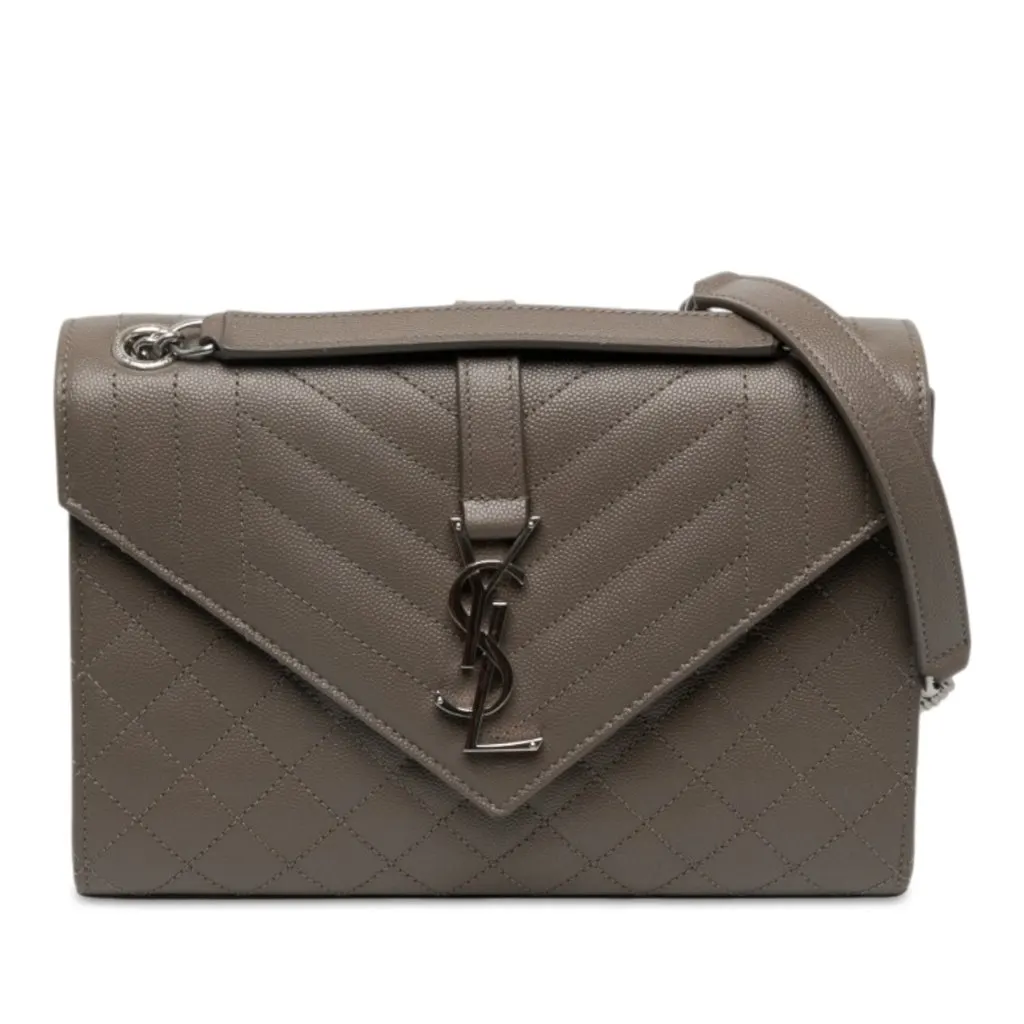 Saint Laurent Medium Grain De Poudre Triquilt Monogram Envelope Bag