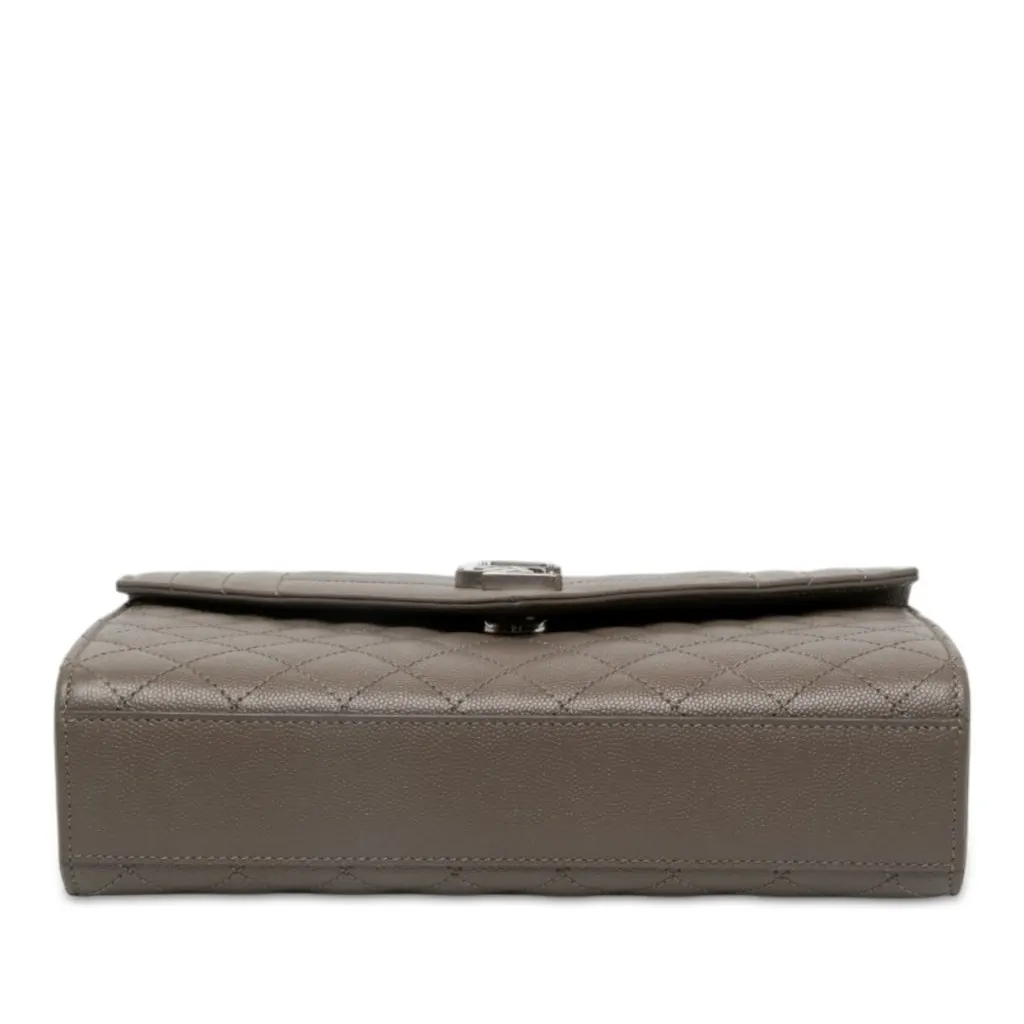 Saint Laurent Medium Grain De Poudre Triquilt Monogram Envelope Bag Brown Leather Very good - Inside View