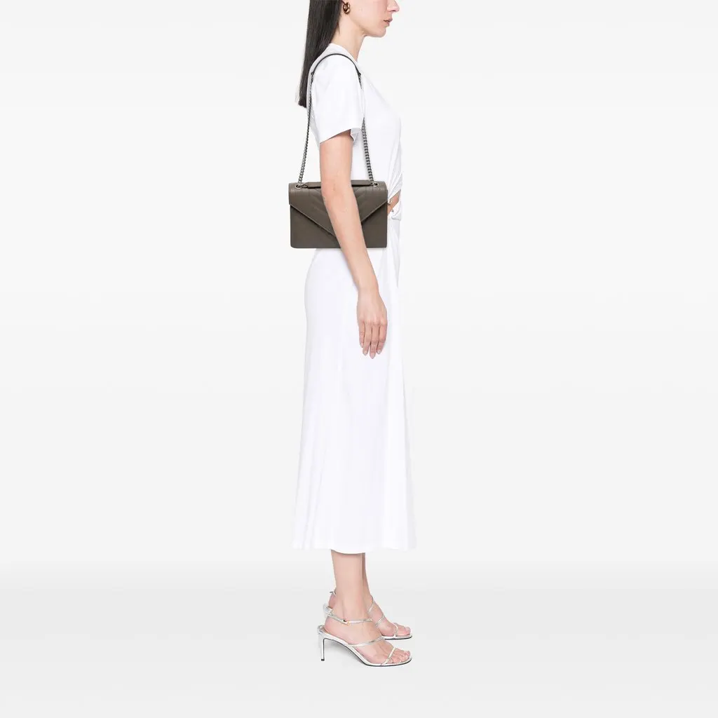 Saint Laurent Medium Grain De Poudre Triquilt Monogram Envelope Bag Brown Leather Very good - Box View