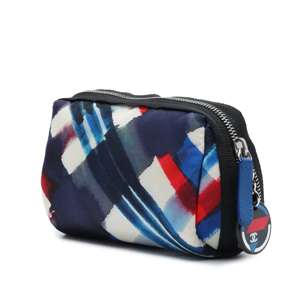 Chanel Printed Canvas Airline Pouch Blue Very good - Back View