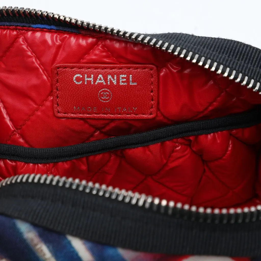 Chanel Printed Canvas Airline Pouch Blue Very good - Box View