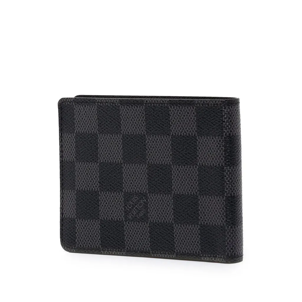 Louis Vuitton Damier Graphite Multiple Wallet Black Canvas Good - Back View