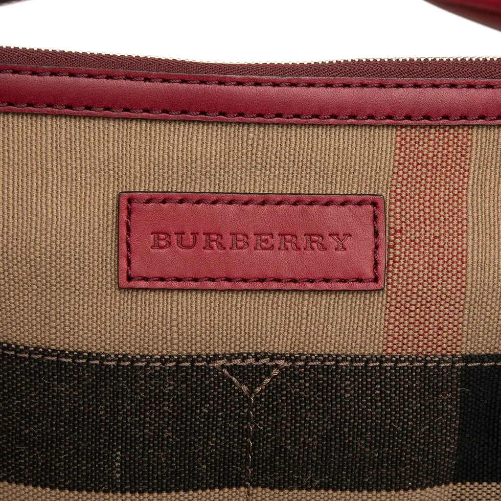 Burberry Medium Mega Check Canvas and Grained Calfskin Ashby Tassel Bucket Bag Brown Very good - Box View