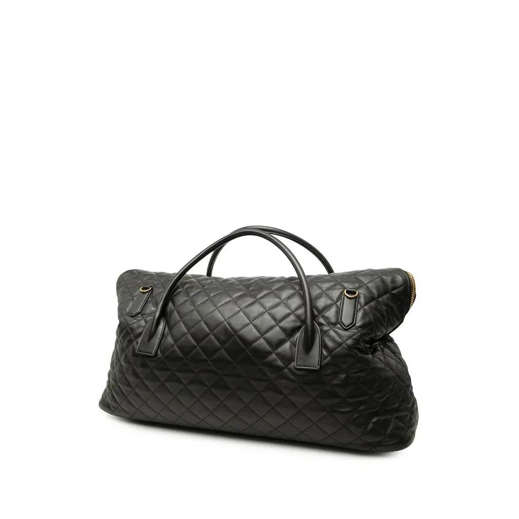 Saint Laurent Quilted Calfskin Monogram ES Giant Travel Bag Black Leather Very good - Back View