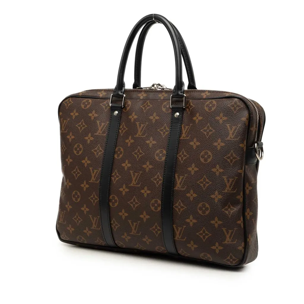 Louis Vuitton Monogram Macassar Porte Documents Jour Brown Very good - Back View