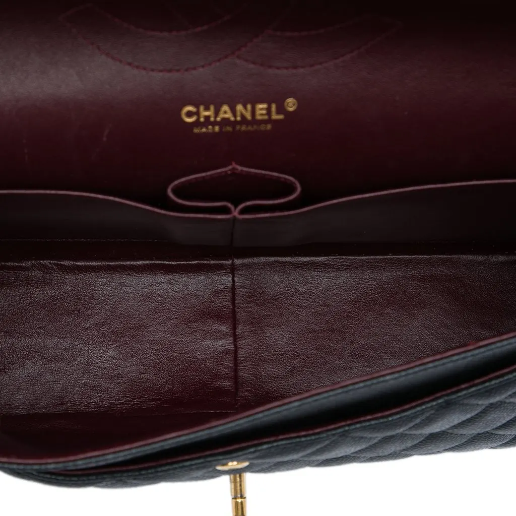 Chanel Jumbo Classic Caviar Double Flap Black Leather Good - Model View