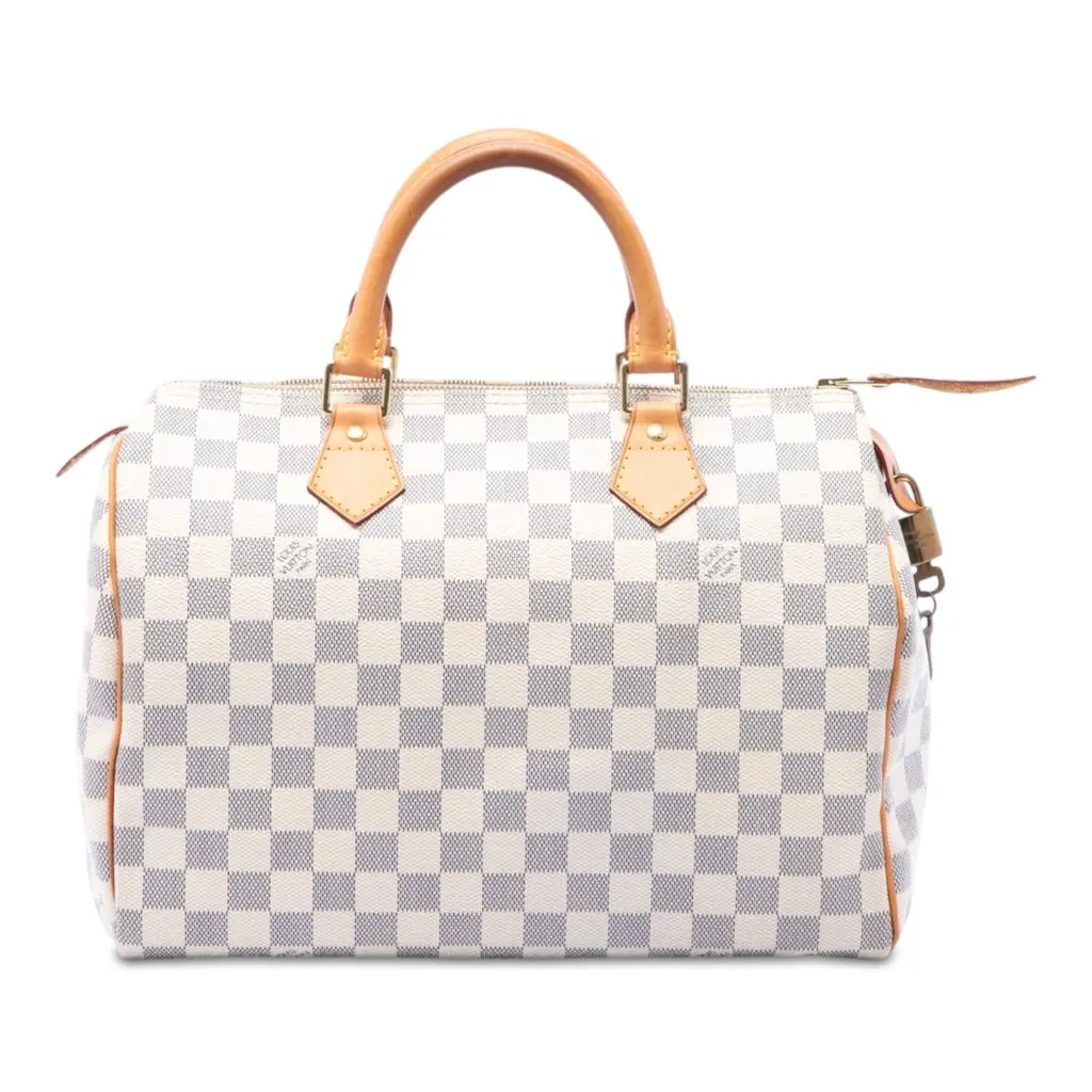 Louis Vuitton Damier Azur Speedy 30 White Canvas Very good - Front View