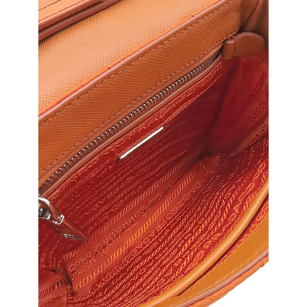 Prada Impuntu Tessuto Chain Crossbody Orange Polyamide Good - Model View