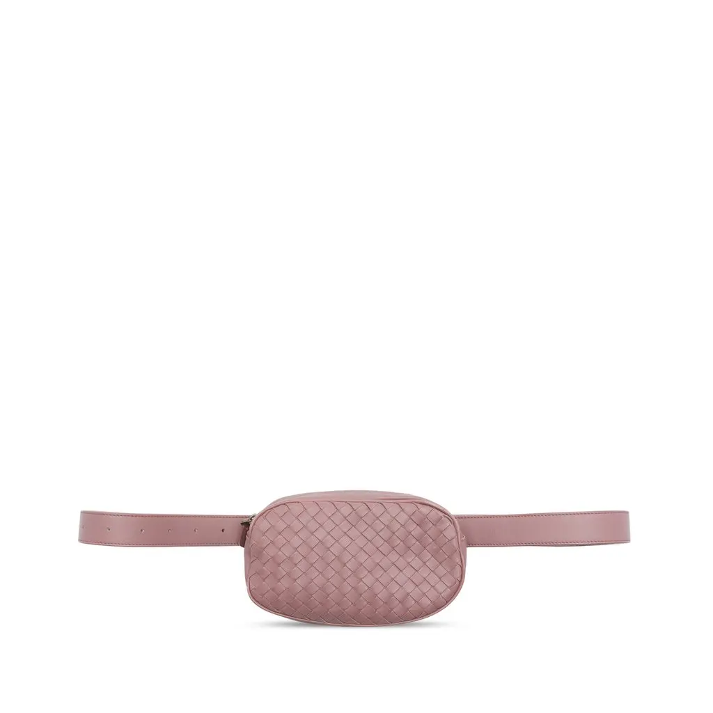 Bottega Veneta Nappa Intrecciato Belt Bag Pink Leather Very good - Front View