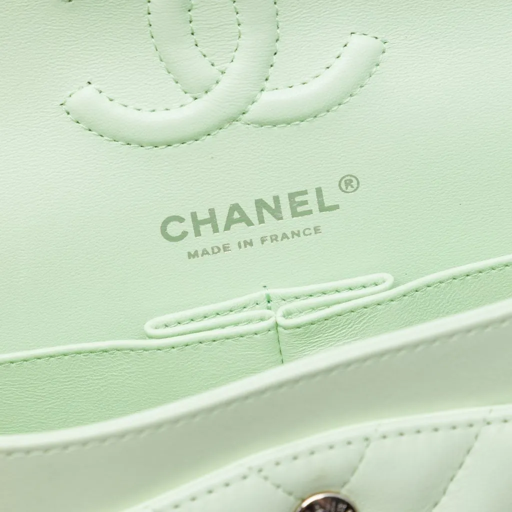 Chanel Small Classic Chevron Lambskin Double Flap Green Leather Very good - Box View