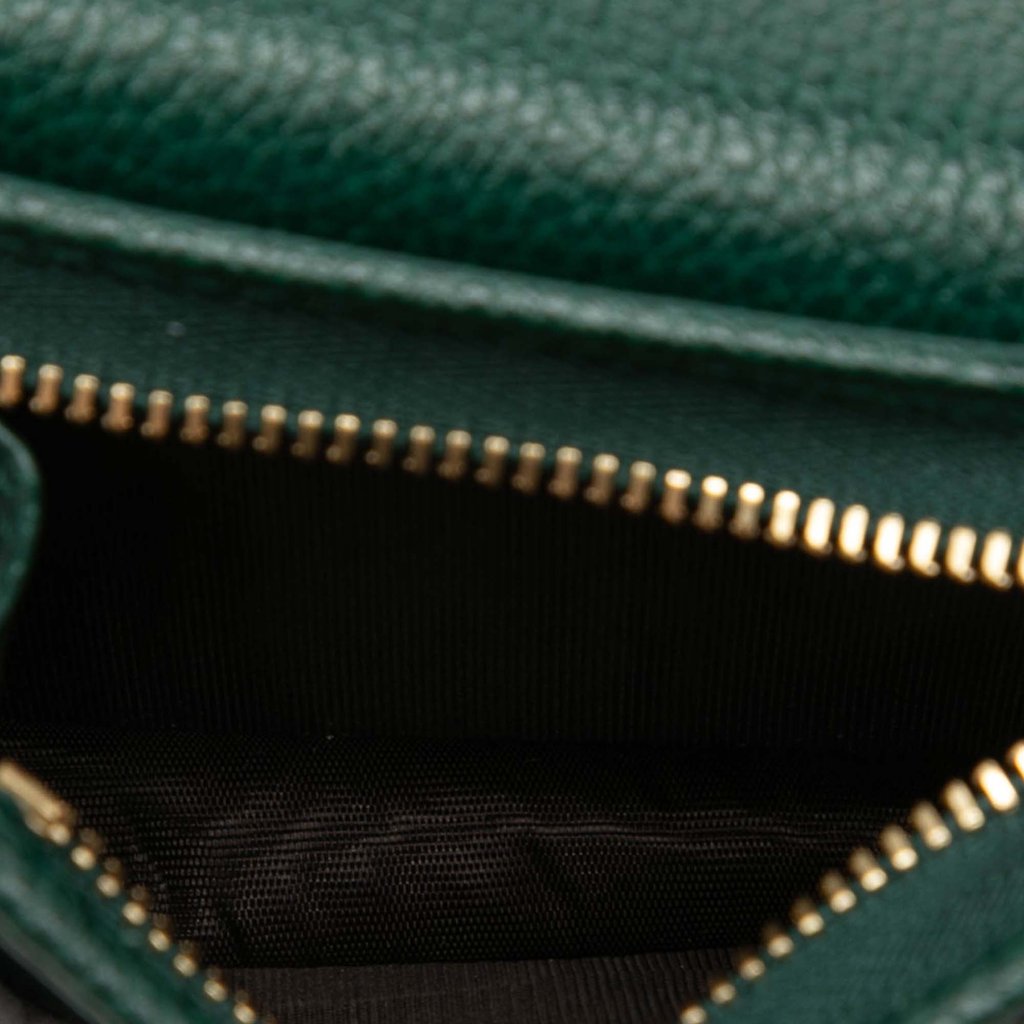 Gucci Grained Calfskin Zumi Wallet on Chain Green Mini Leath
