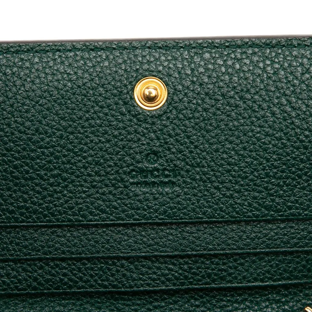 Gucci Grained Calfskin Zumi Wallet on Chain Green Leather Very good - Box View