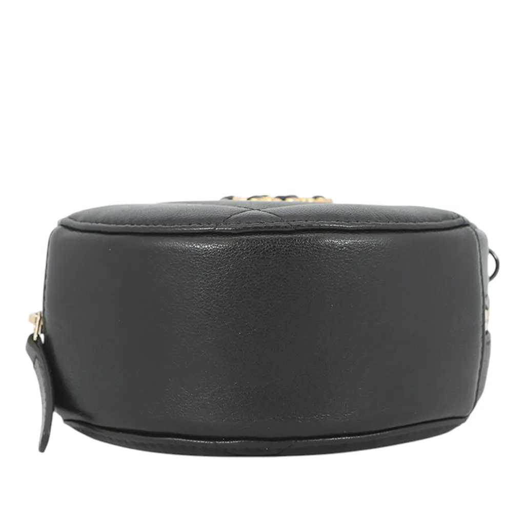 Chanel Lambskin 19 Round Clutch with Chain Black Leather Very good - Inside View