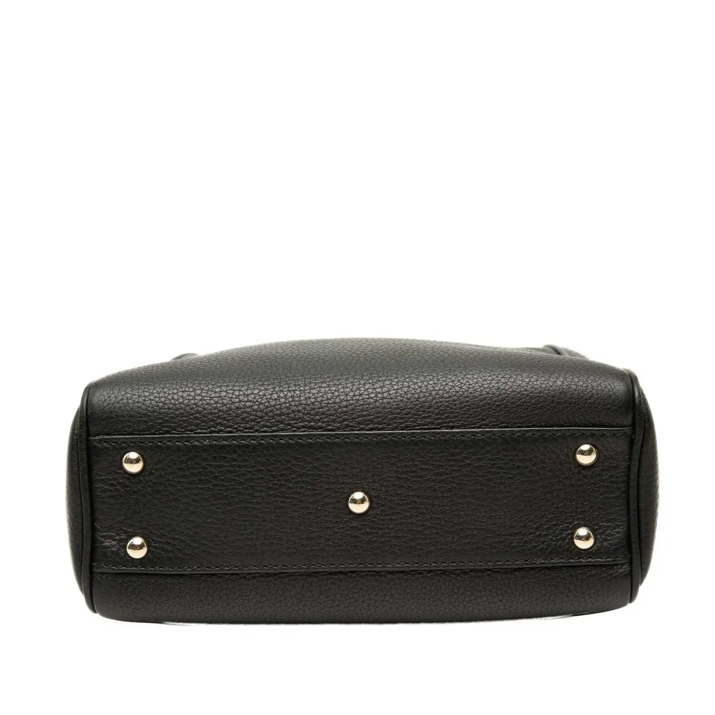 Gucci Mini Calfskin Bamboo Shopper Satchel Black Leather Good - Inside View