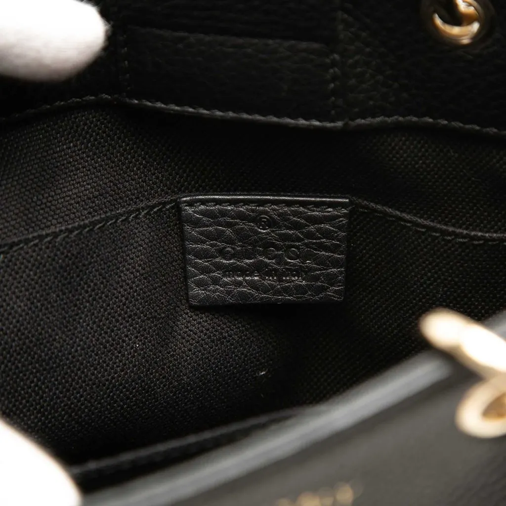 Gucci Mini Calfskin Bamboo Shopper Satchel Black Leather Good - Box View