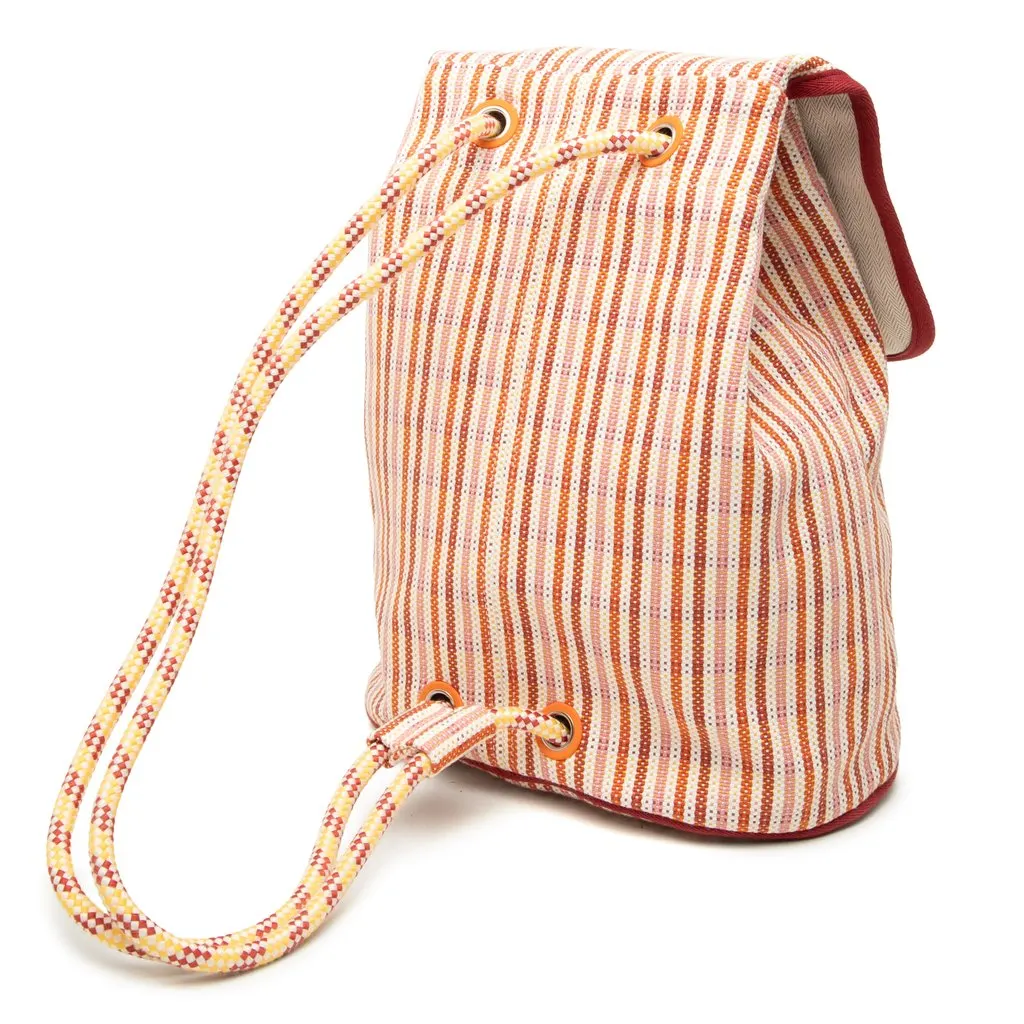 Hermès Canvas Animaux Nattes Backpack Orange Very good - Back View