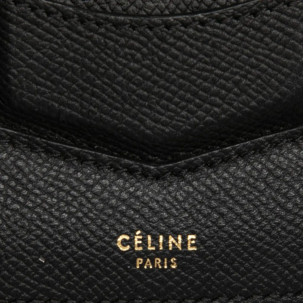 Celine Medium Grained Calfskin Trotteur Crossbody Black Leather Very good - Box View