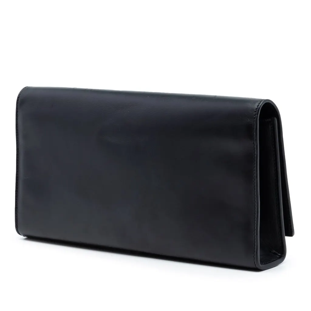 Saint Laurent Smooth Calfskin Cassandre Tassel Clutch Black Leather Very good - Back View