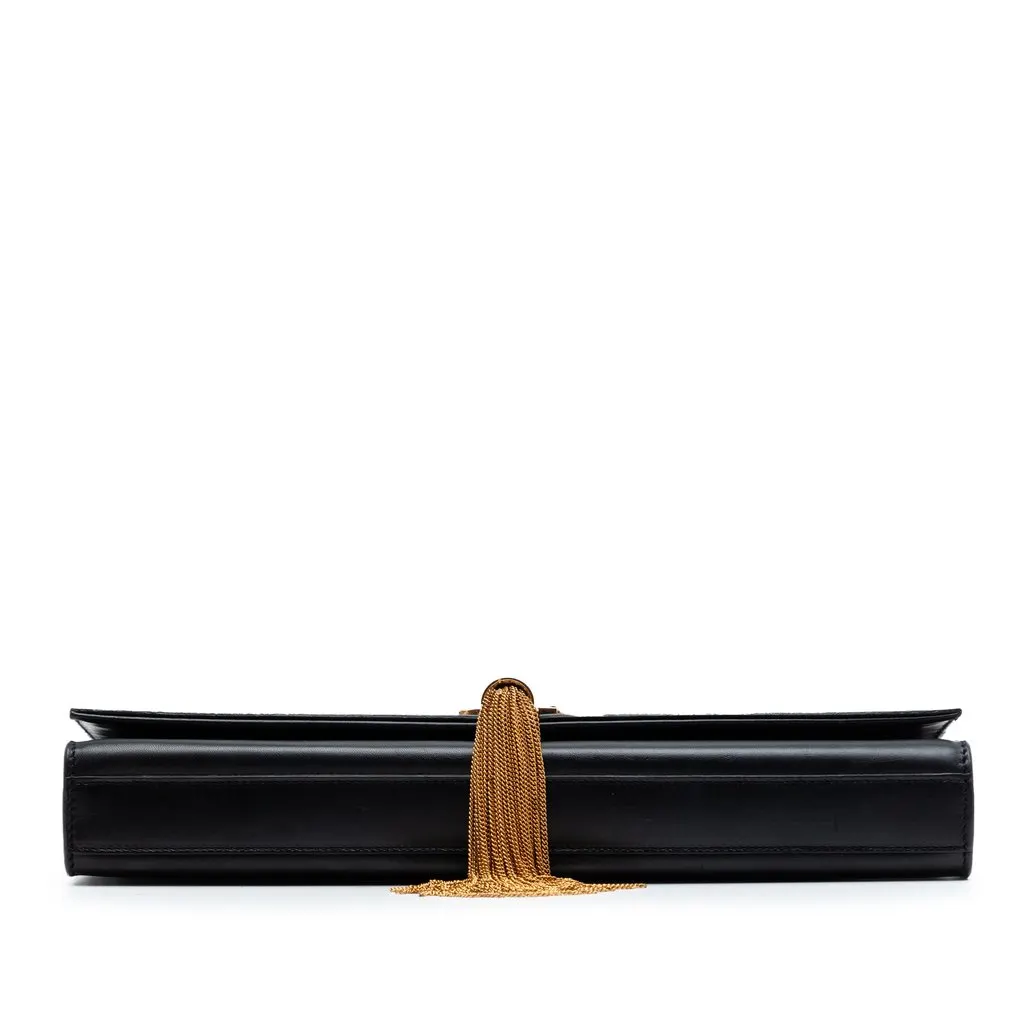 Saint Laurent Smooth Calfskin Cassandre Tassel Clutch Black Leather Very good - Inside View