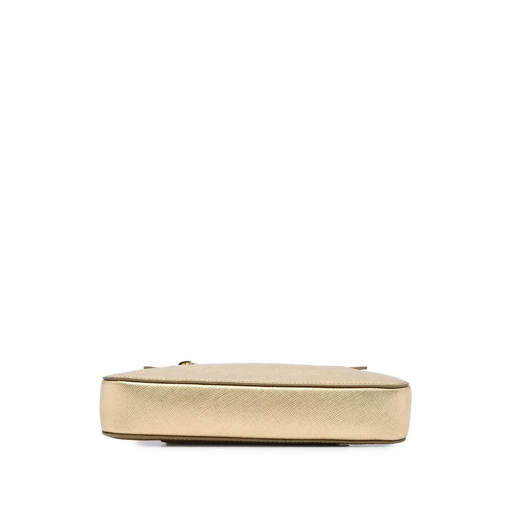 Prada Saffiano Lux Front Pocket Crossbody Gold Leather Good - Inside View