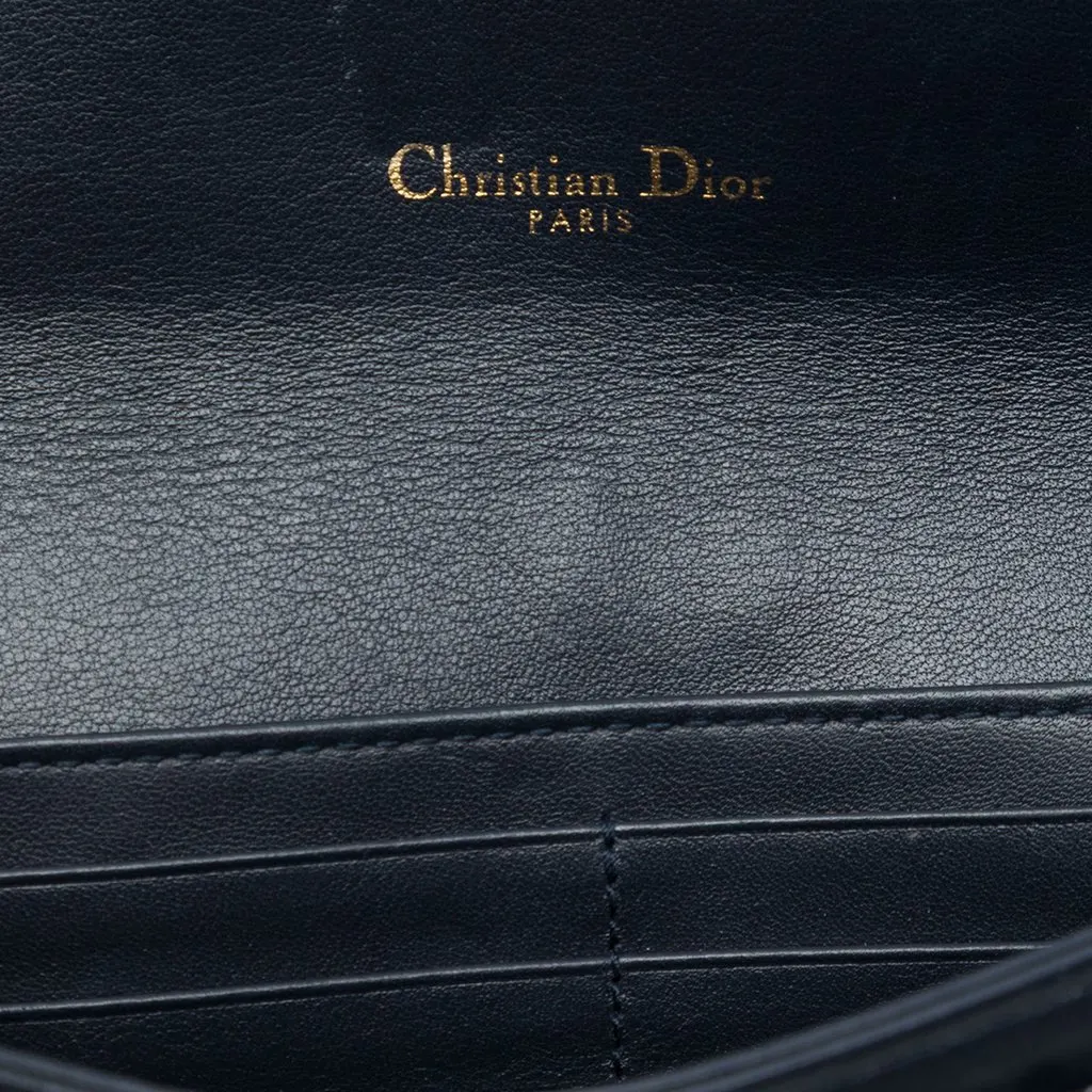 Dior Oblique Canvas Saddle Wallet On Chain Blue Good - Box View