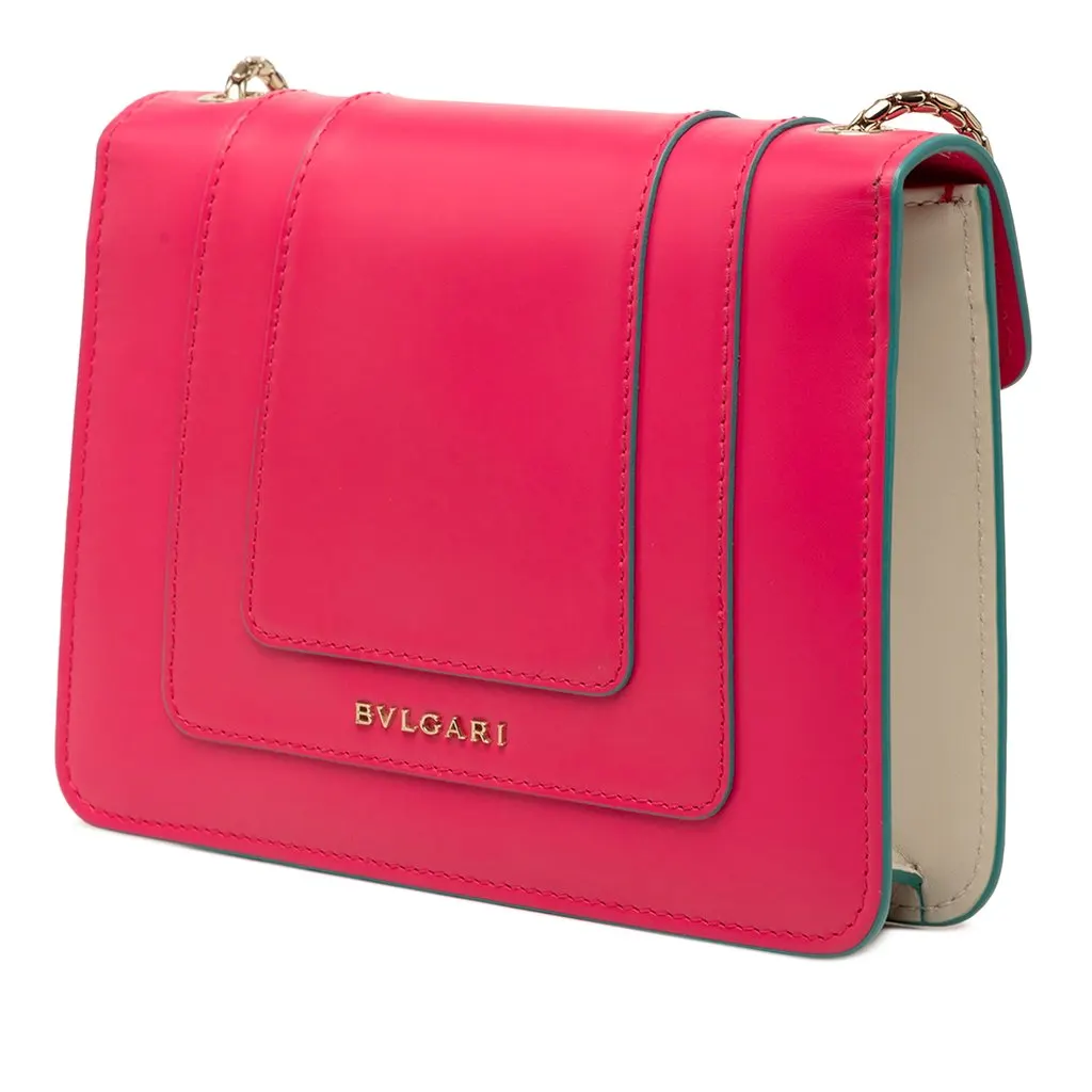 Bvlgari Small Leather Square Serpenti Forever Chain Crossbody Pink Leather Very good - Back View