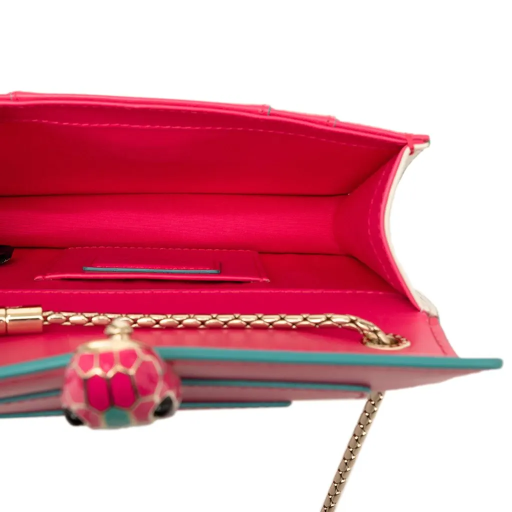 Bvlgari Small Leather Square Serpenti Forever Chain Crossbody Pink Leather Very good - Model View