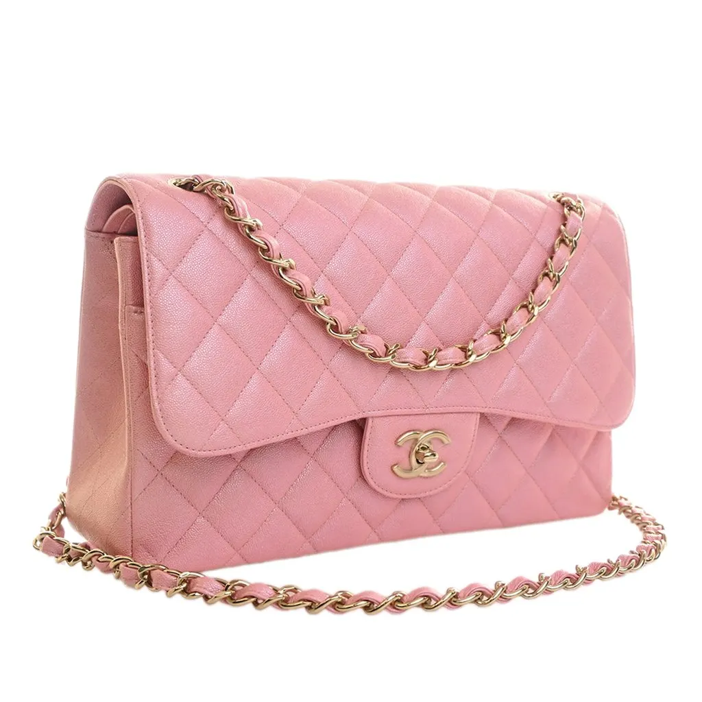 Chanel Jumbo Classic Iridescent Caviar Double Flap Pink Leather Very good - Inside View