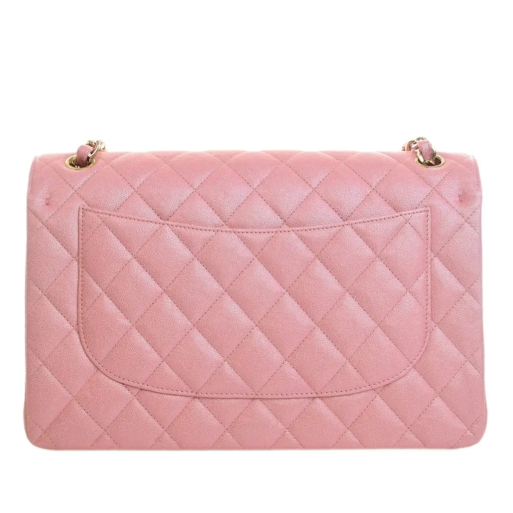 Chanel Jumbo Classic Iridescent Caviar Double Flap Pink Leather Very good - Model View