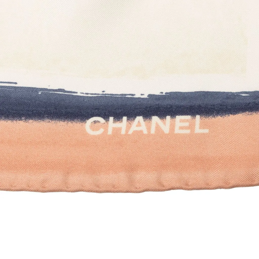 Chanel Viva Coco Cuba Libre Silk Scarf 90 White Very good - Back View